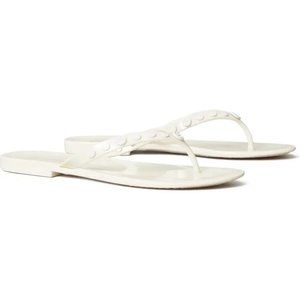 NIB Tory Burch Studded Jelly Thong Sandal New Ivory US 8.5 9 AUTHENTIC
